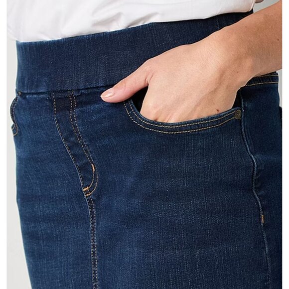 NWT Liz Claiborne Pull Up High Waist Dark Denim Pencil Skirt Size 12 - Picture 3 of 3